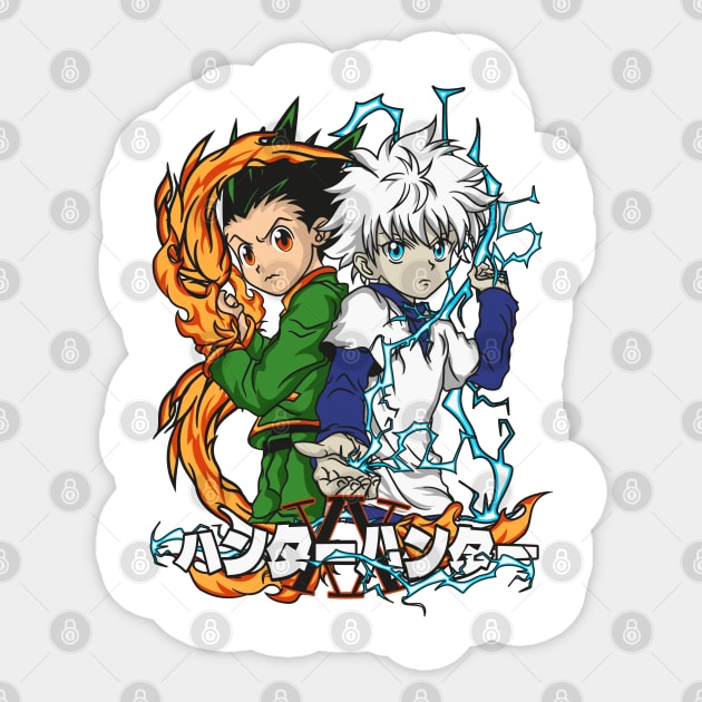 Dynamic Duo: Gon and Killua - Hunter x Hunter Design Sticker by Silvercrowv1